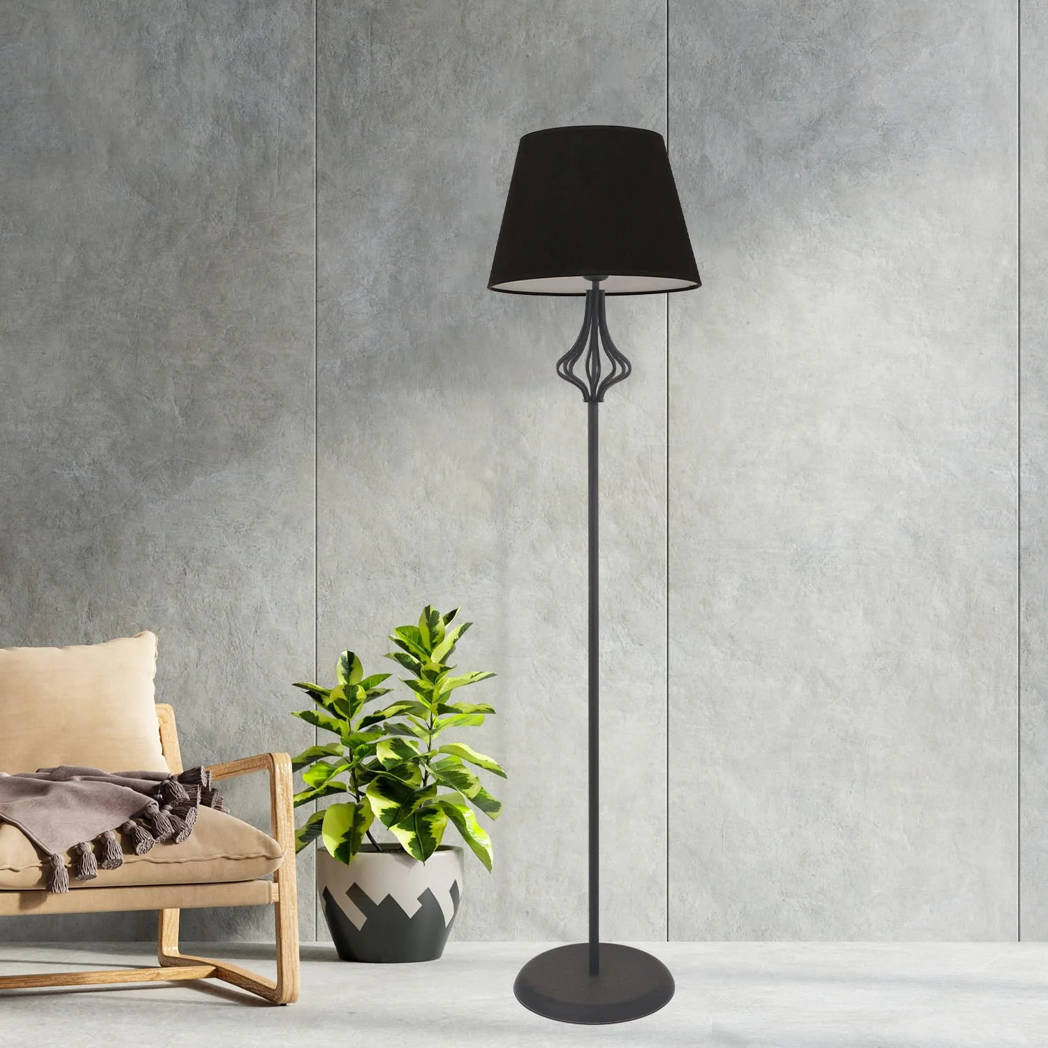 Tyler Metal Floor Lamp with Shade – 39×157.5 cm